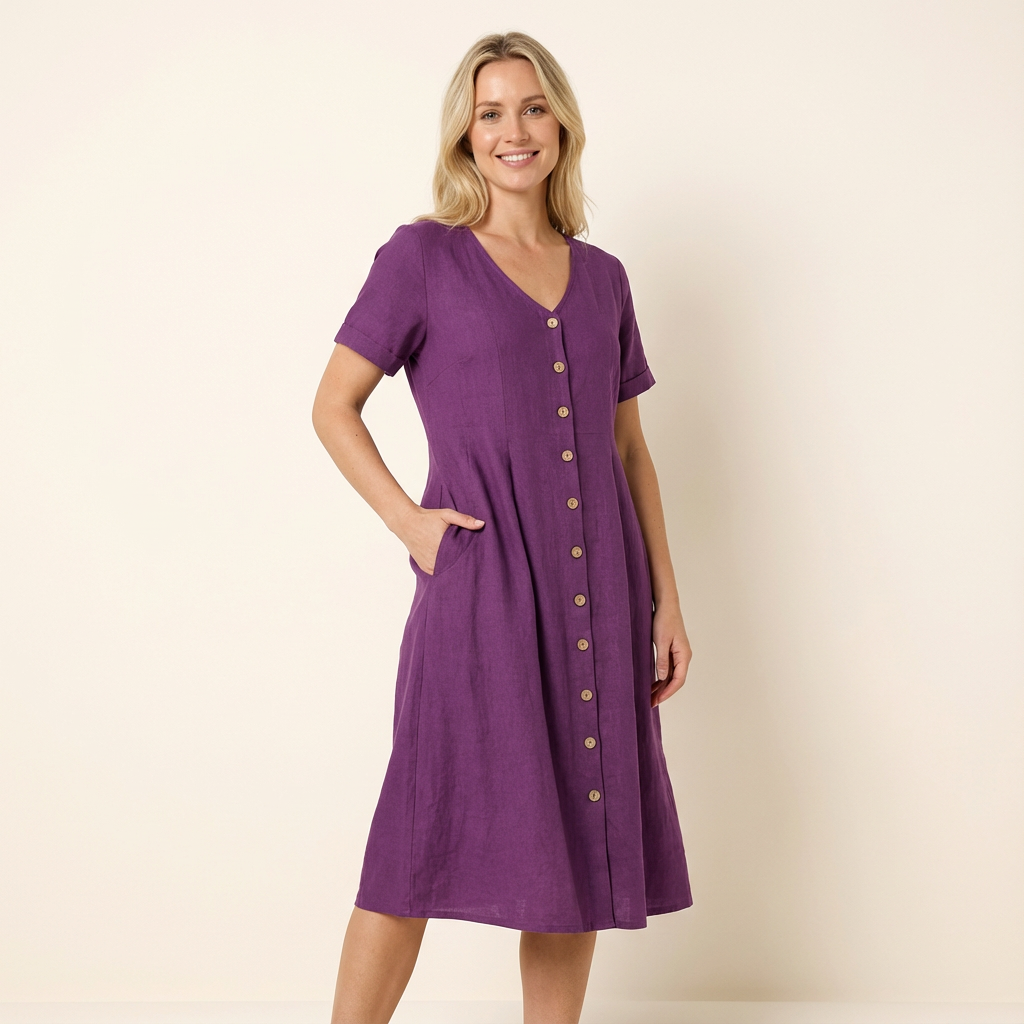 Florentina | Vestido con bolsillos y mangas cortas