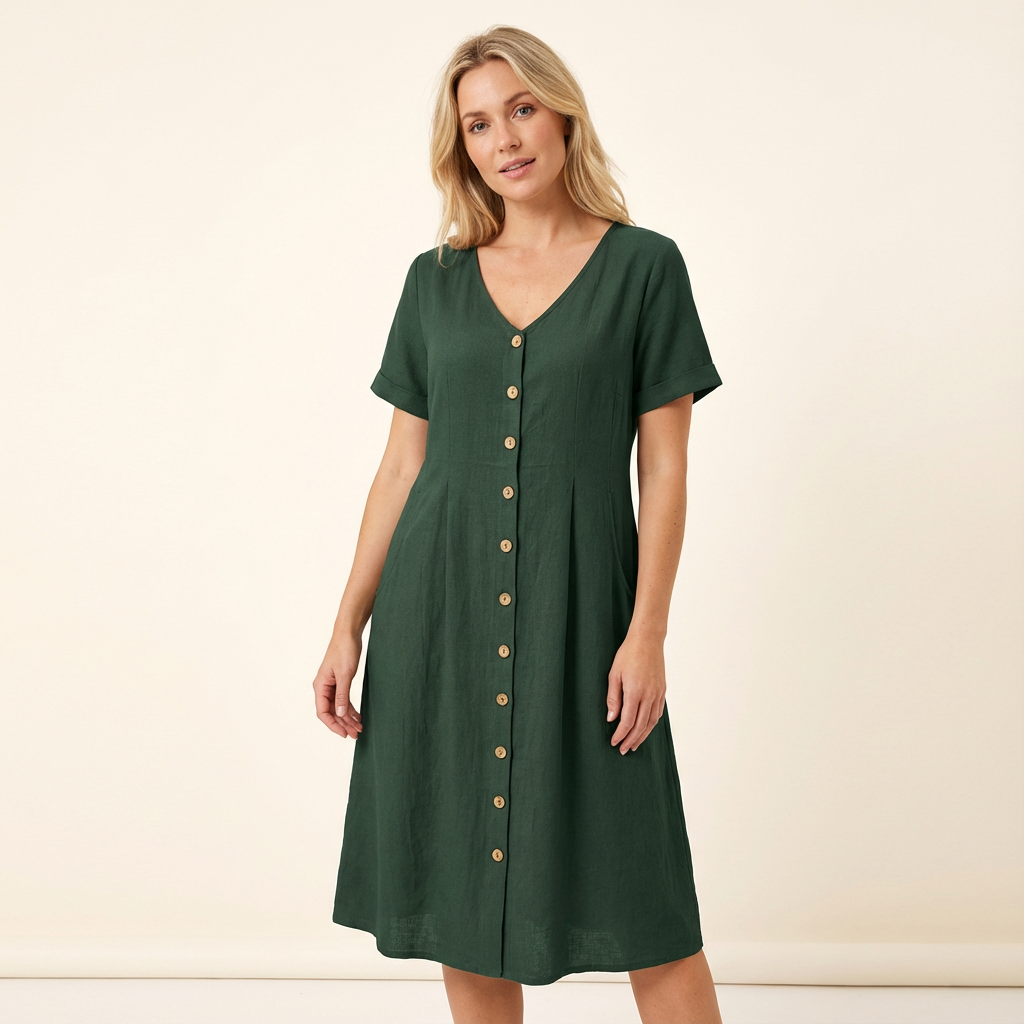 Florentina | Vestido con bolsillos y mangas cortas