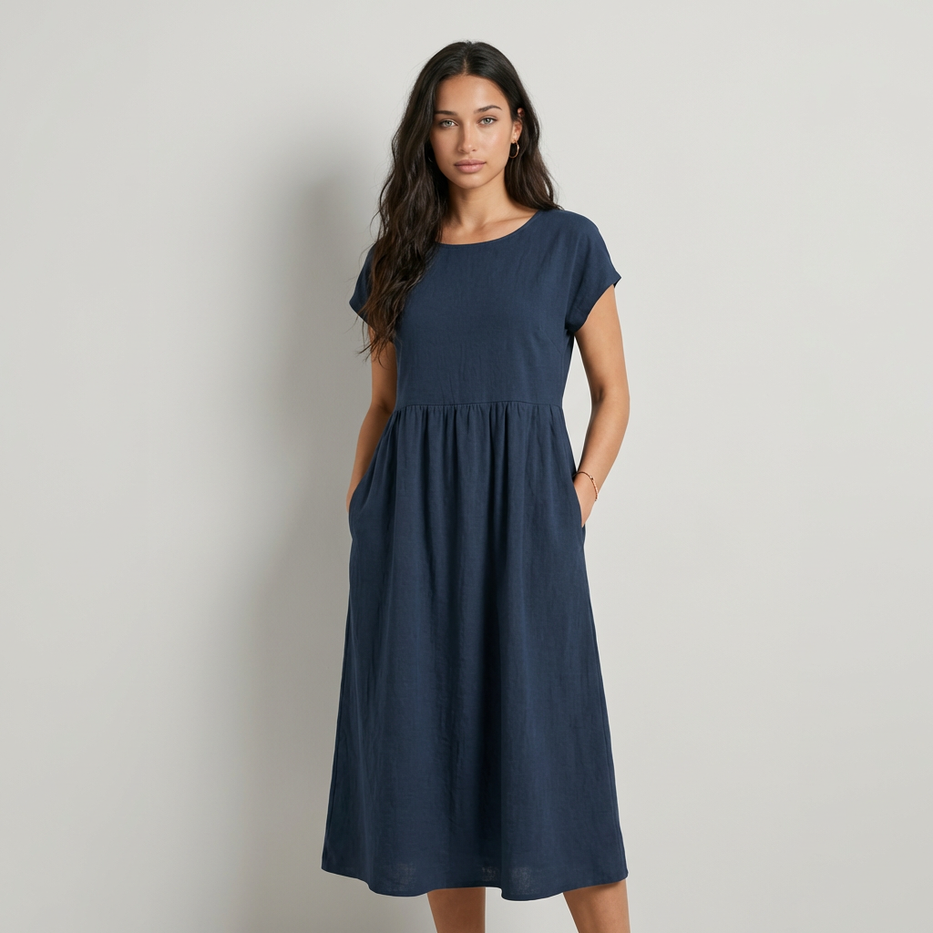 Chira Vestido midi con mangas cortas