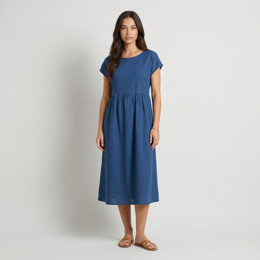 Chira Vestido midi con mangas cortas