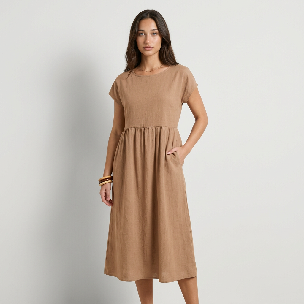 Chira Vestido midi con mangas cortas