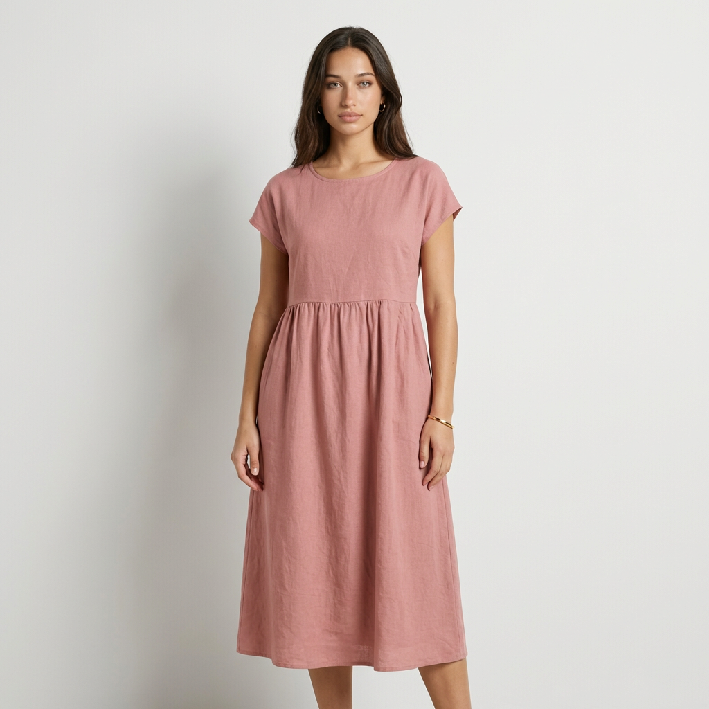 Chira Vestido midi con mangas cortas