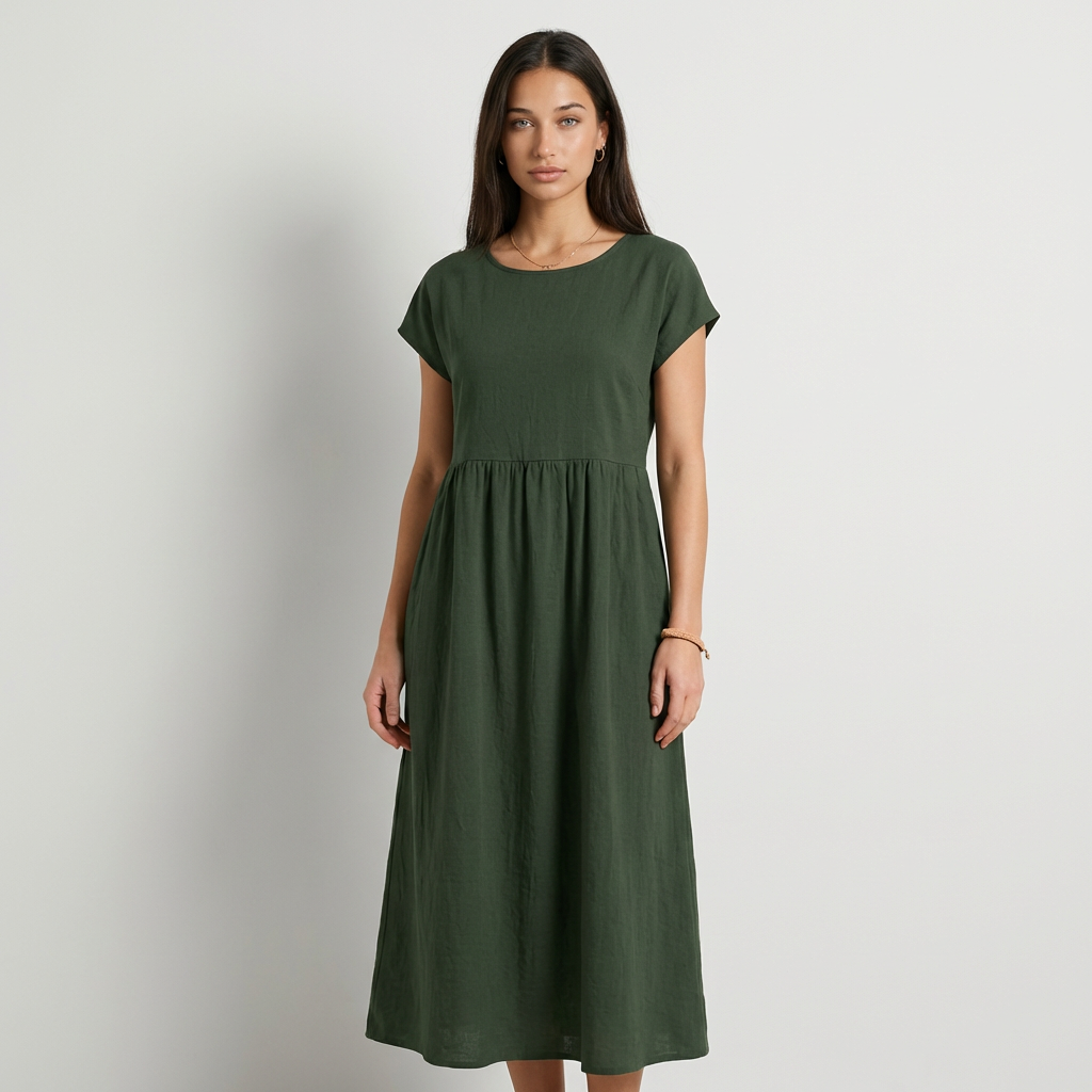 Chira Vestido midi con mangas cortas