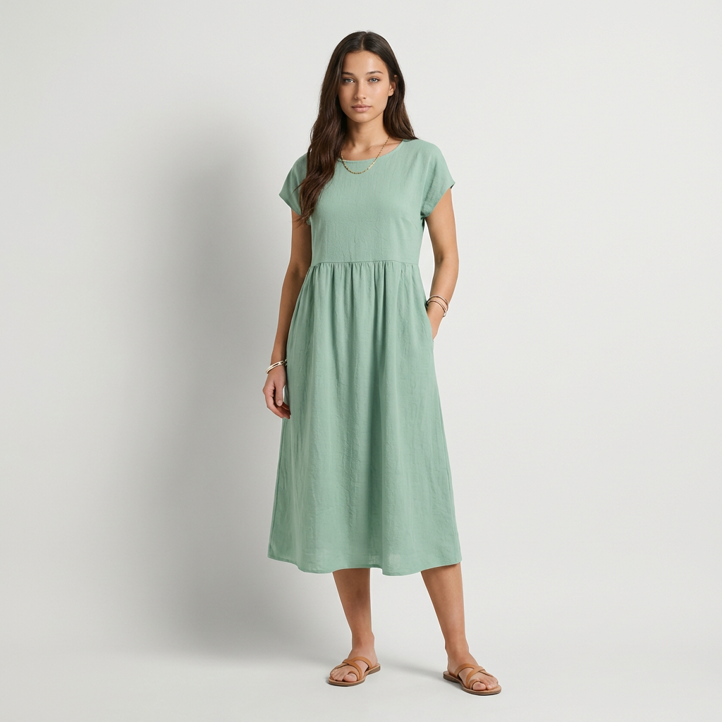 Chira Vestido midi con mangas cortas