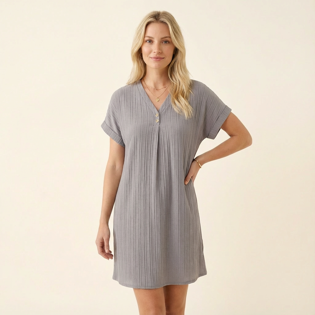 Delia | Vestido con escote en V y detalles con botones