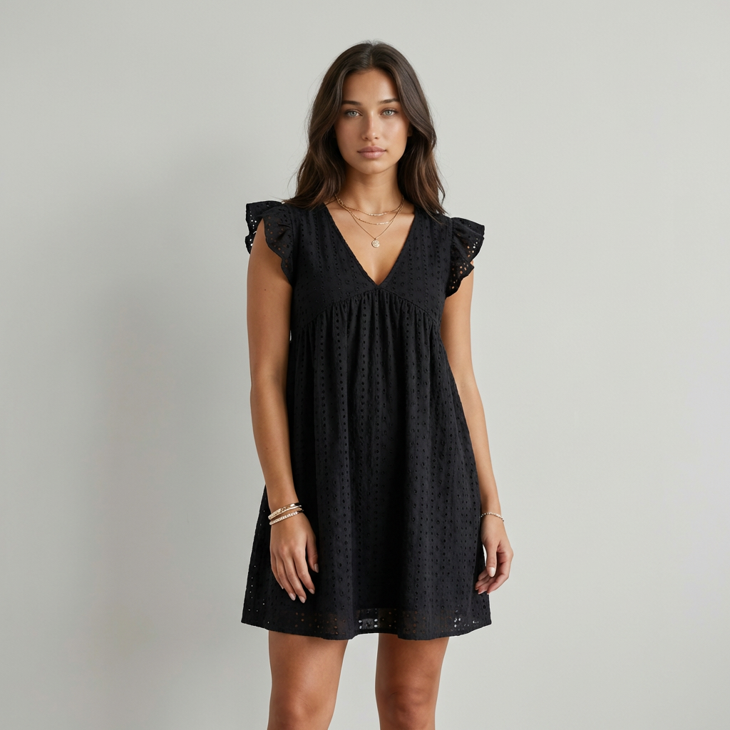 Elena Vestido Mini Bordado Inglés