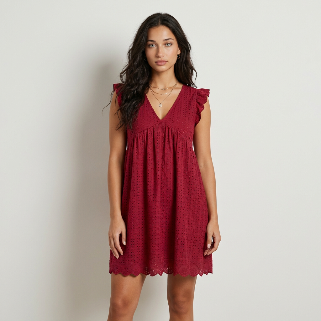 Elena Vestido Mini Bordado Inglés