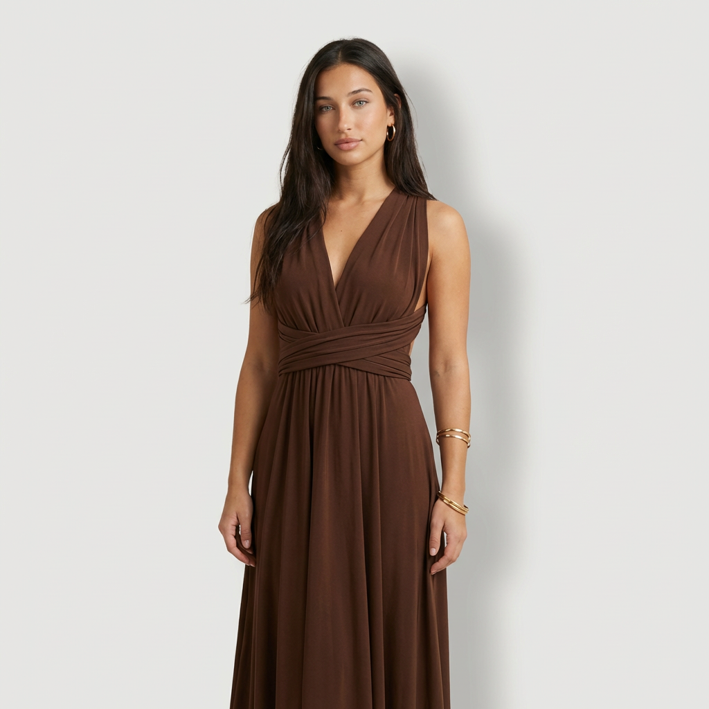 Ariana Vestido Maxi Escote Profundo