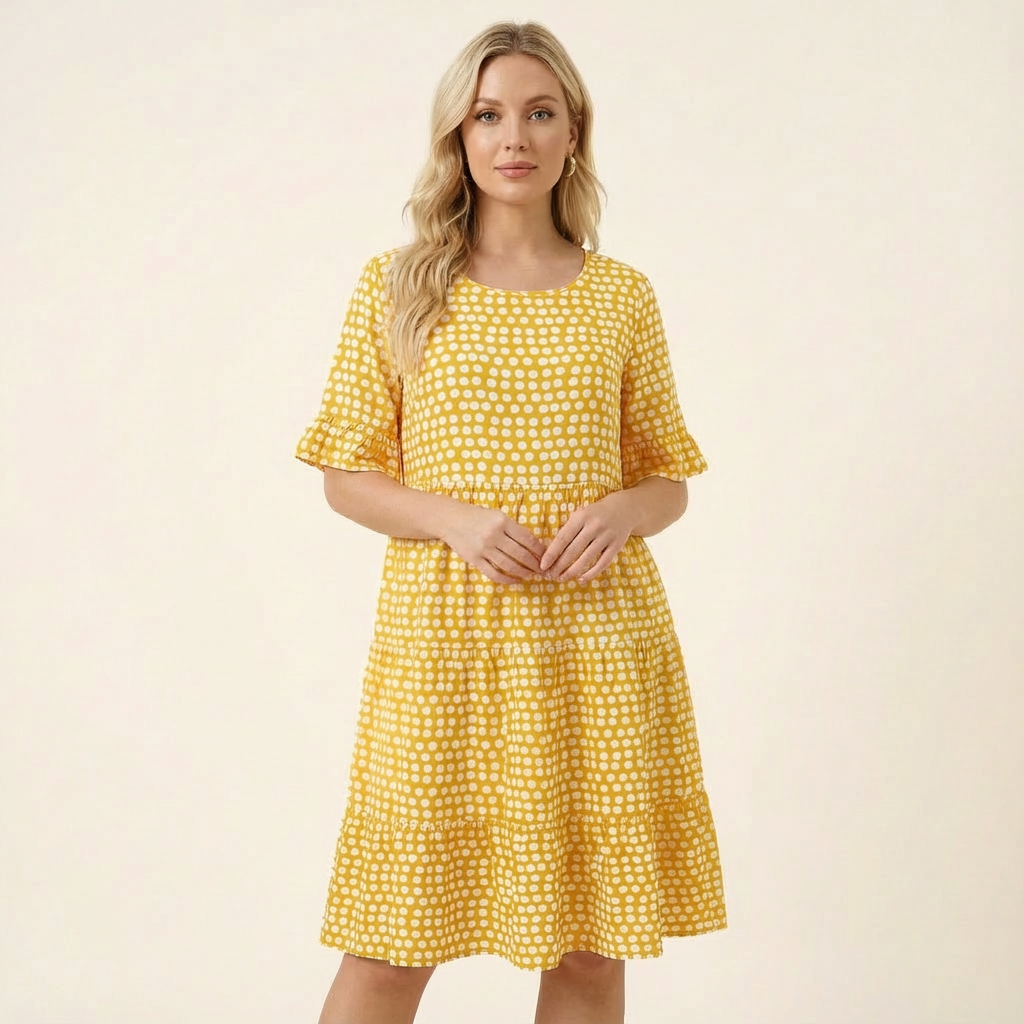 Stanca | Vestido midi de verano con mangas cortas