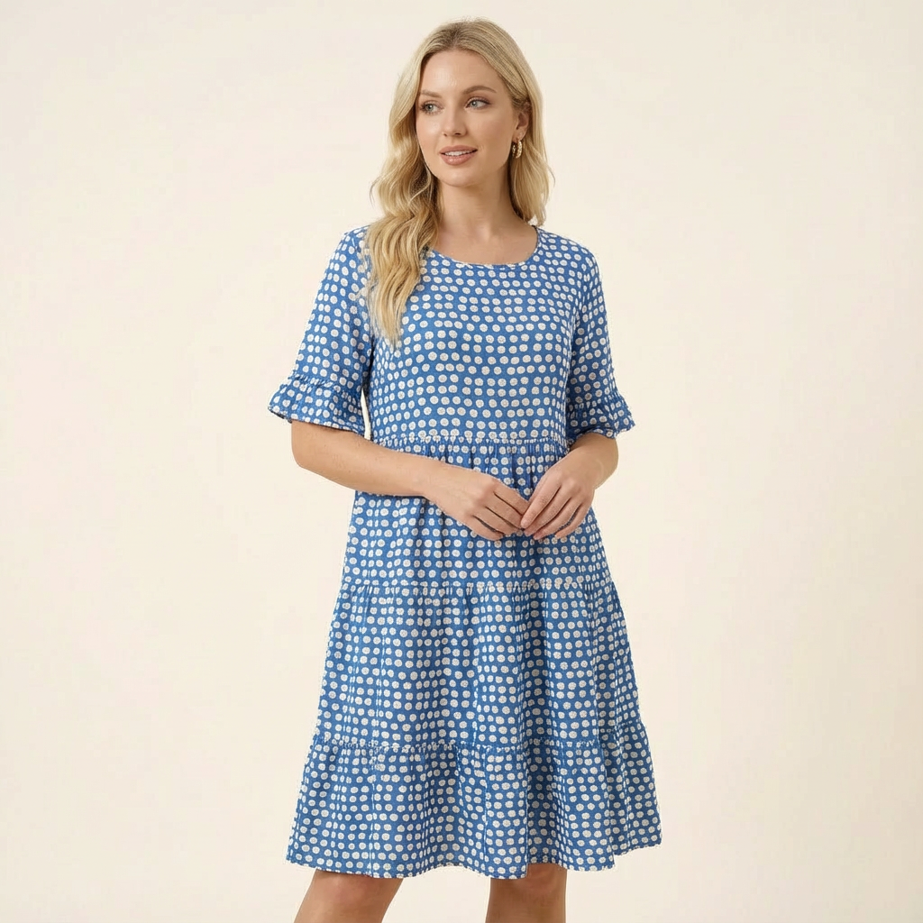 Stanca | Vestido midi de verano con mangas cortas