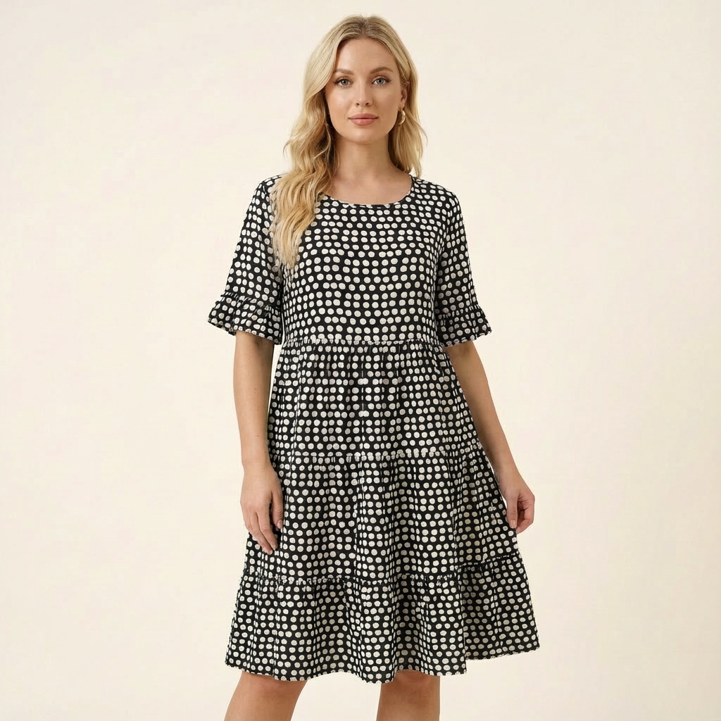 Stanca | Vestido midi de verano con mangas cortas