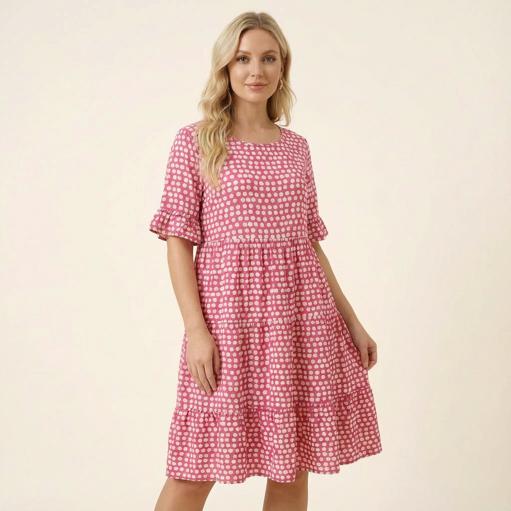 Stanca | Vestido midi de verano con mangas cortas