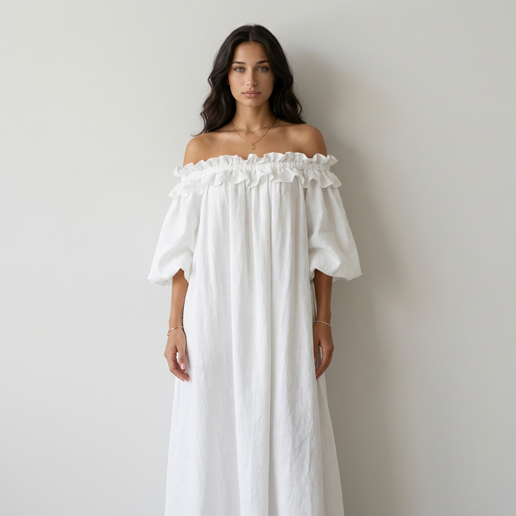 Camille Vestido Maxi Con Hombros Descubiertos