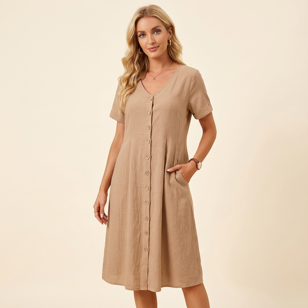 Florentina | Vestido con bolsillos y mangas cortas