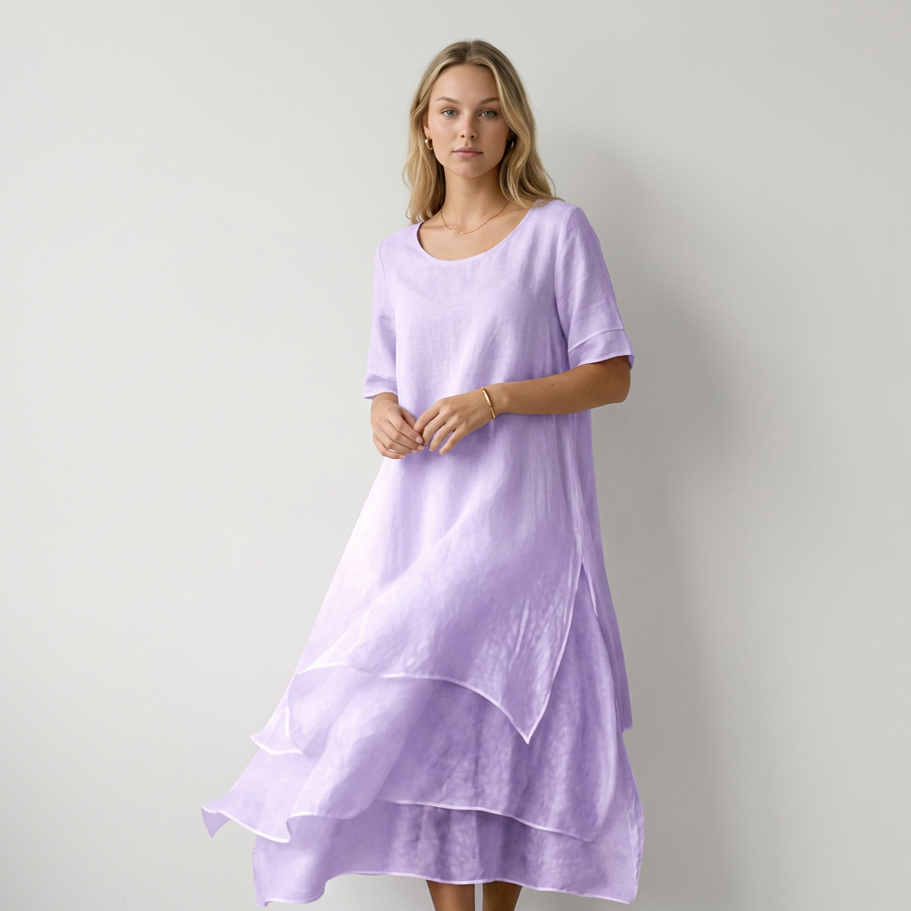 April Vestido Lino Longo Elegante