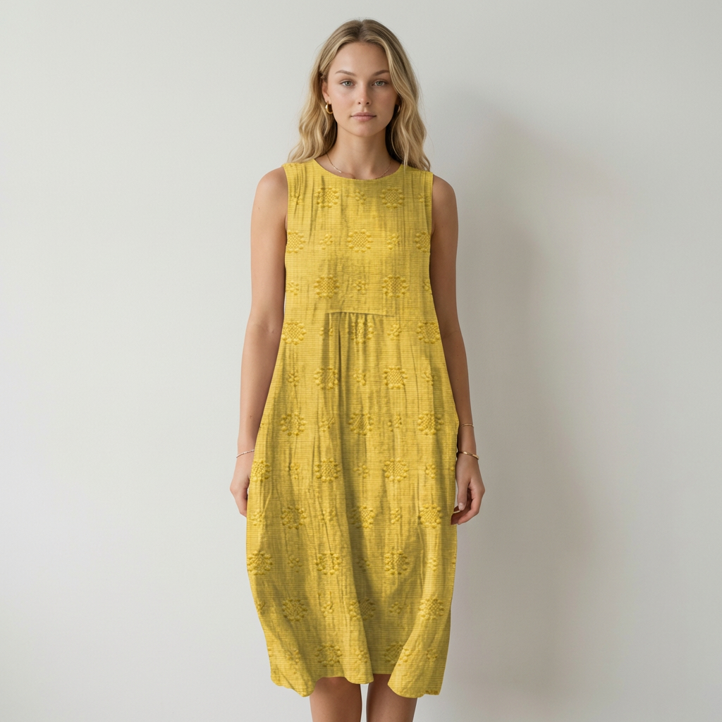 Catarina Vestido midi bordado sin mangas