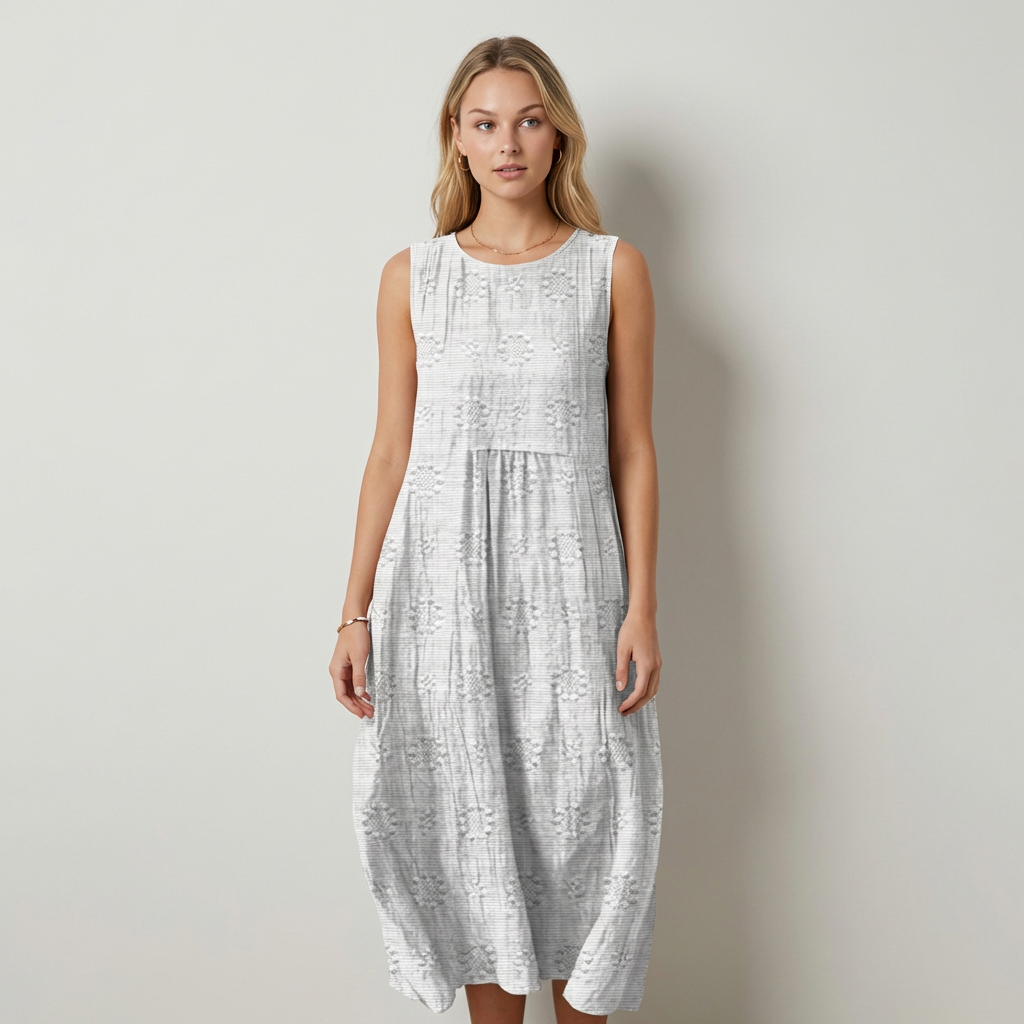 Catarina Vestido midi bordado sin mangas