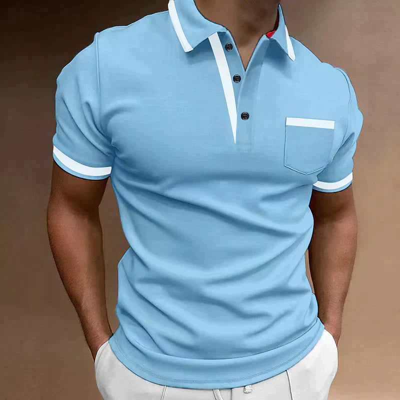 Polo ajustado para hombre con ribete en contraste