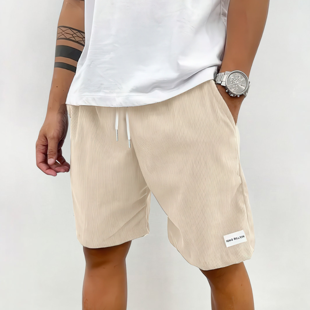 Pantalones cortos con cordón hasta la rodilla para hombre con ajuste relajado y textura